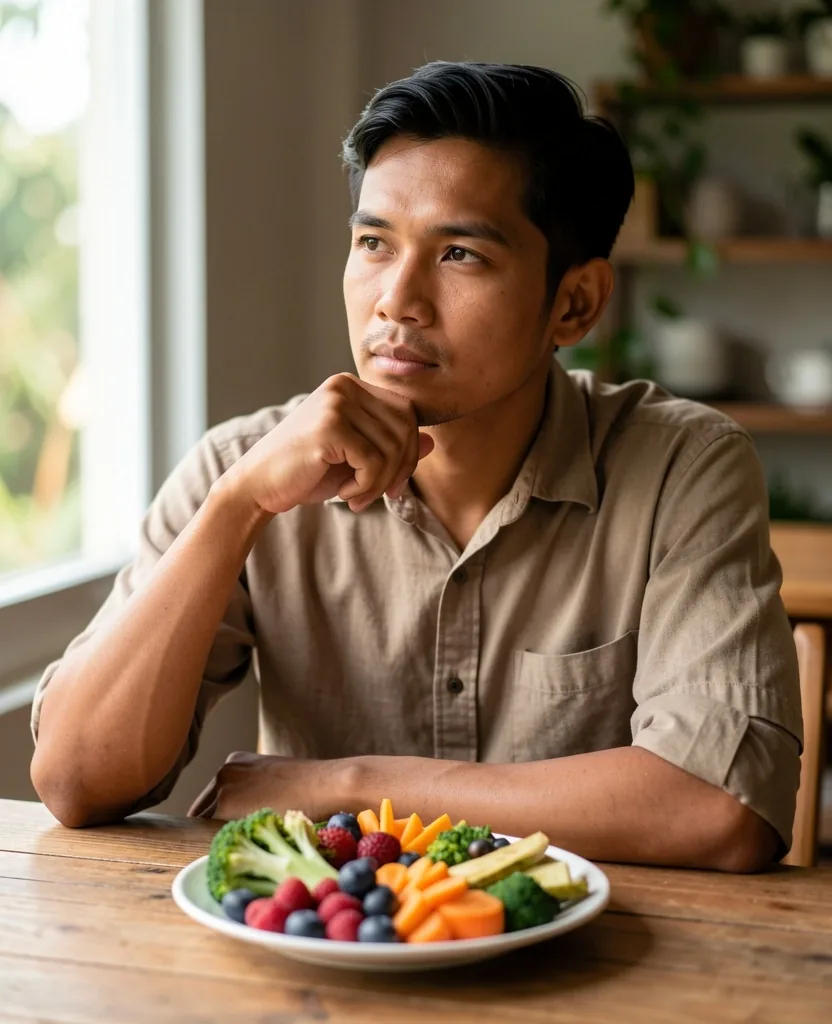 Man assessing his daily nutrition
