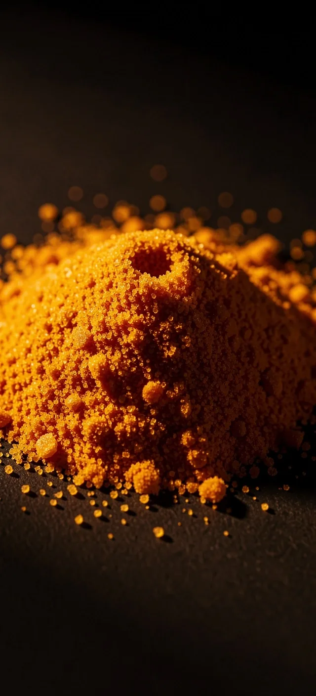 Macro view of natural supplement powder texture