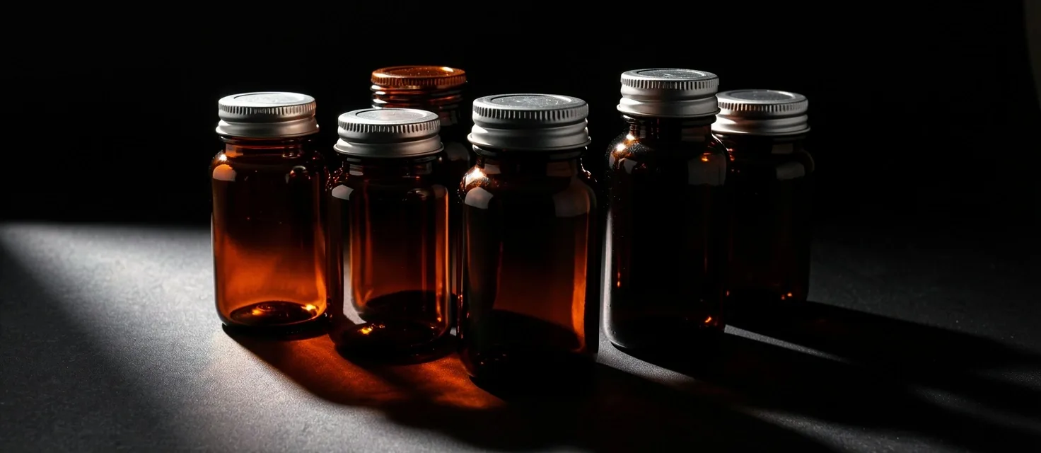 Supplement bottles in studio lighting